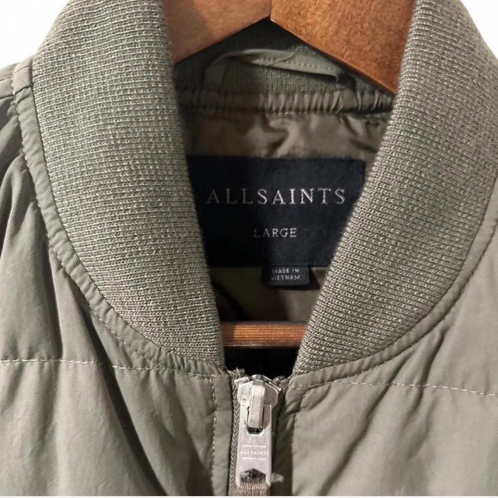 AllSaints Olive Green Puffer Bomber Jacket Size  Men’s Large